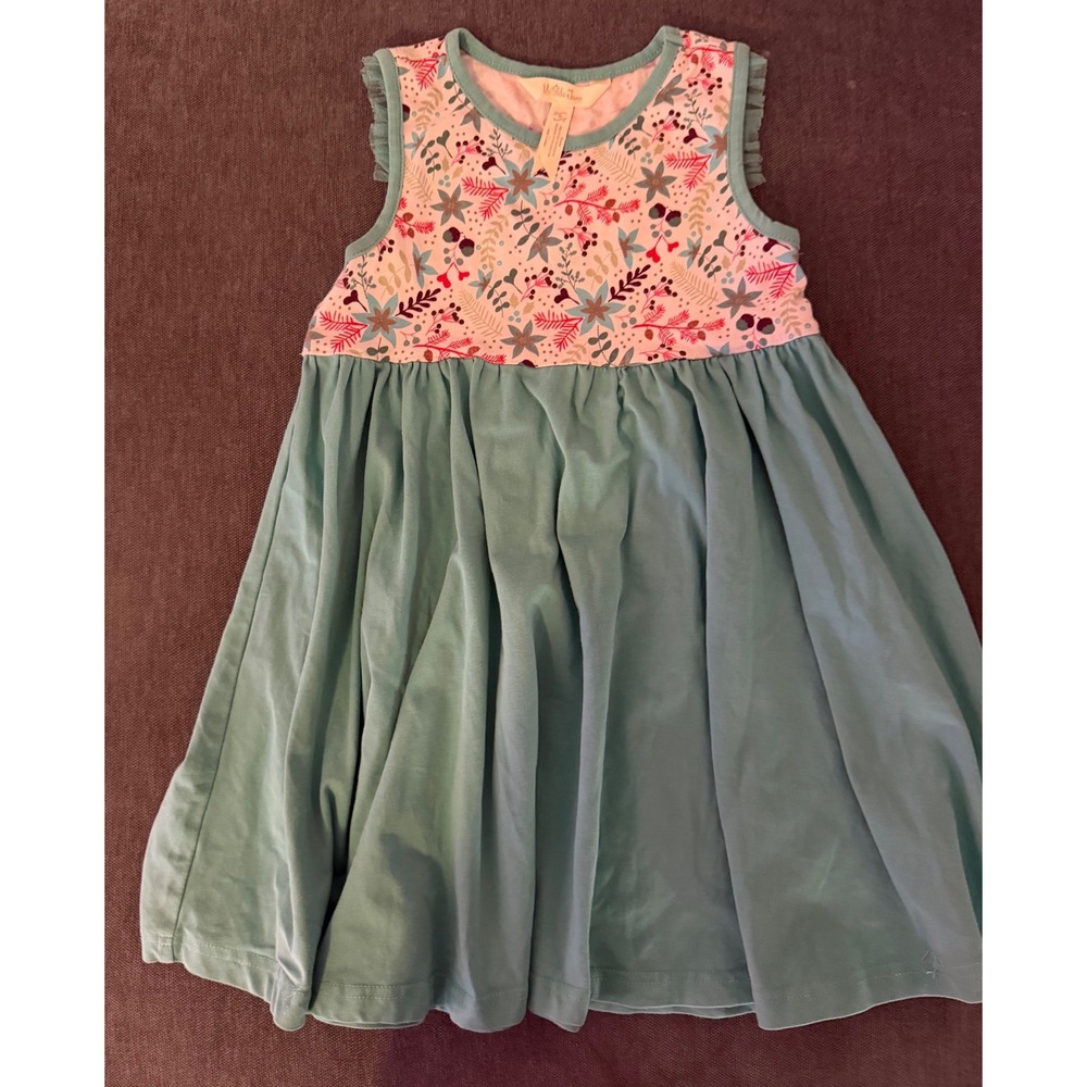 Matilda Jane Girls Floral Knit Sleeveless Dress Sage Green Size 6